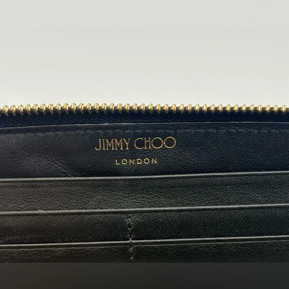 Jimmy Choo Filipa Black Star Studded Zip Around Wallet - Full Set